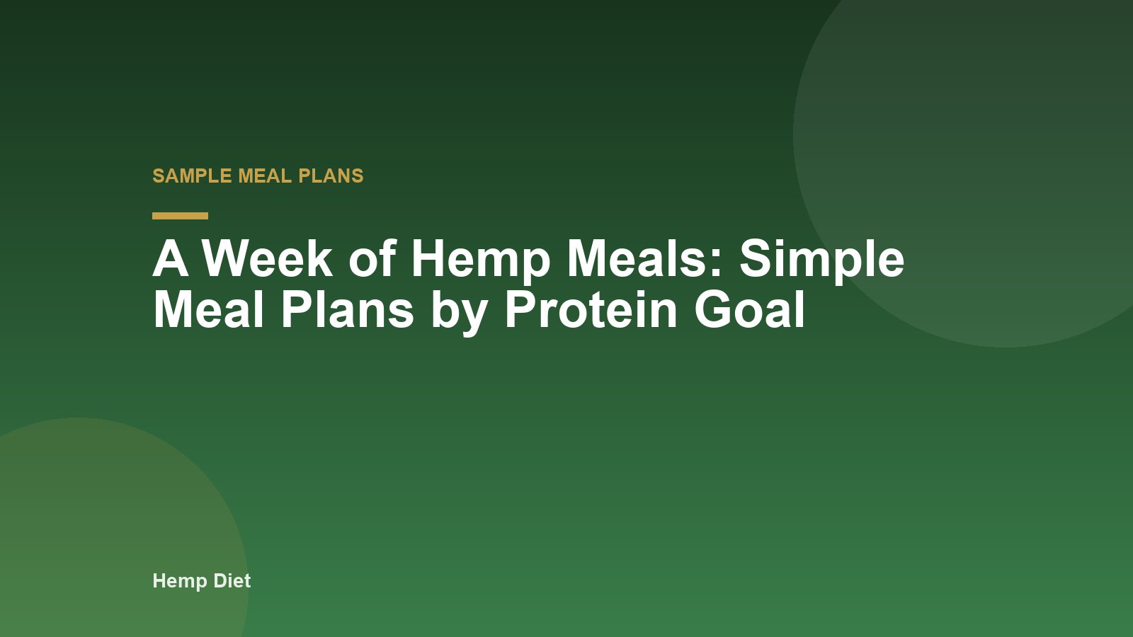 A Week of Hemp Meals: Simple Meal Plans by Protein Goal